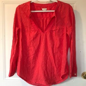 J Crew coral long sleeve blouse